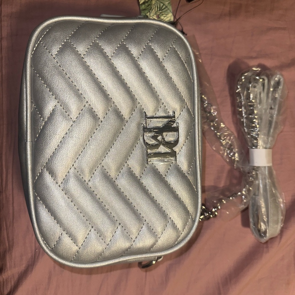 Silver Quilted Crossbody Bag